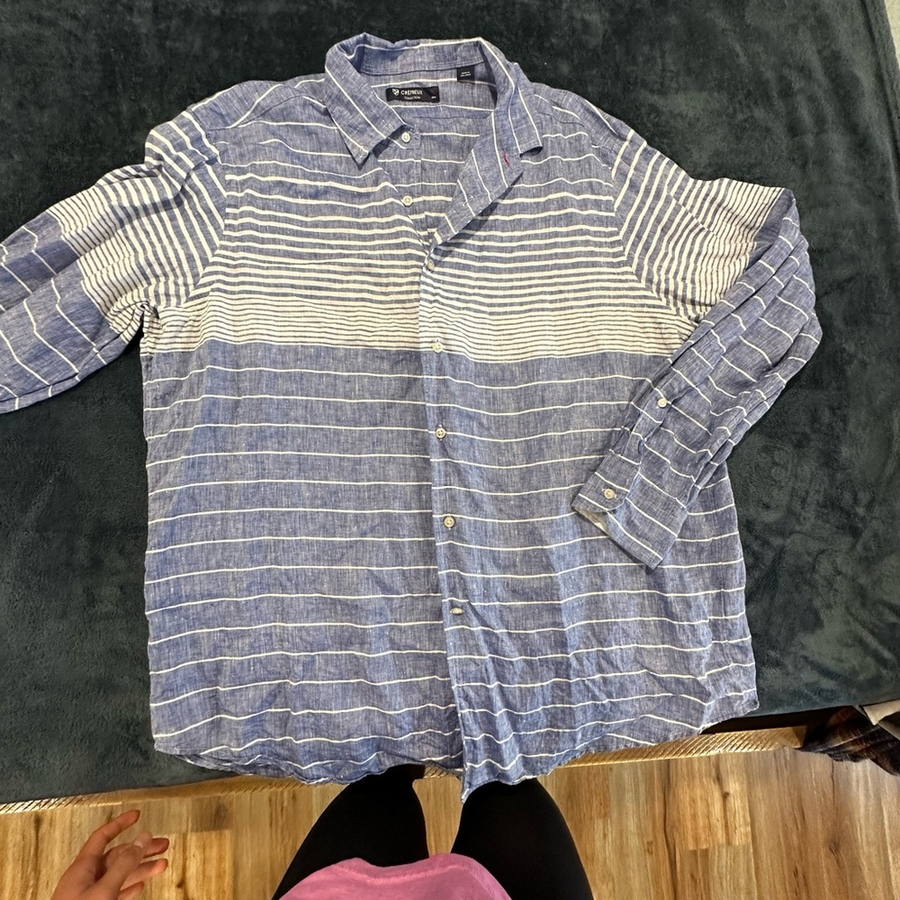 Daniel Cremieux Blue and White Striped Casual Shirt